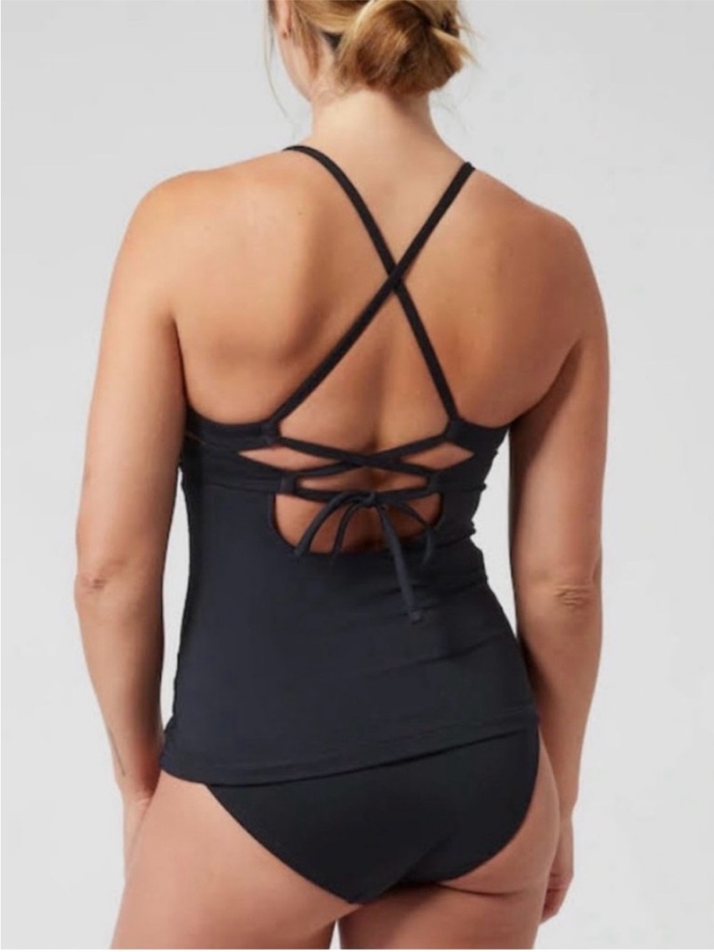 Athleta Triangle Swim Tankini Black Swim Tank UPF 50+ Beach‎ XS New - Picture 2 of 5